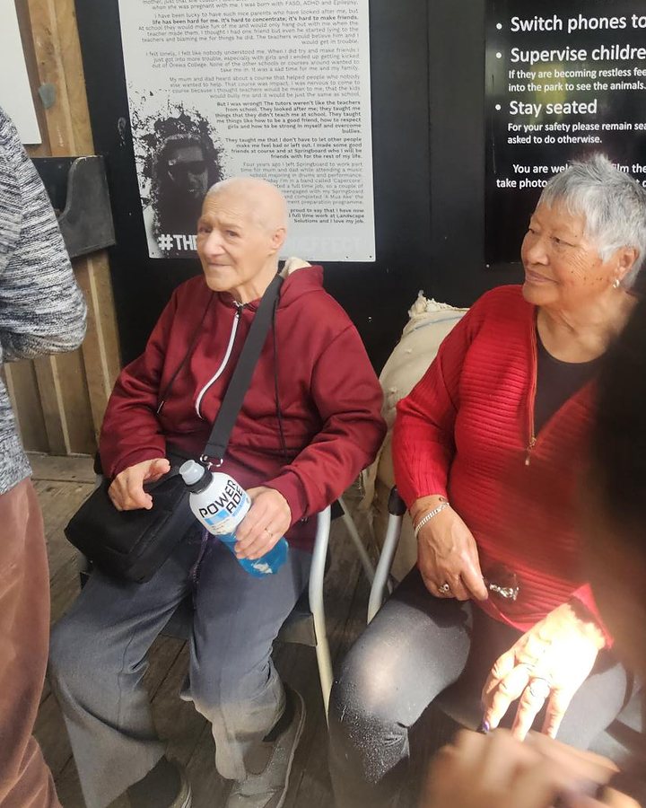 Two members on a group visit to Sheepworld